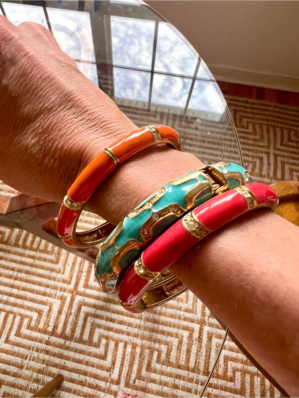 Colorful gold bangles